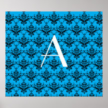 Monogramm-Blaudamast Posterdruck