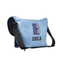 Monogramm des Buchstabe-E im Fußball-Blau Kuriertasche