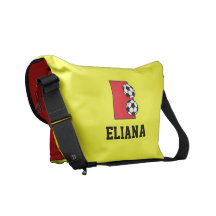 Monogramm des Buchstabe-E im Fußball-Rot Kuriertasche