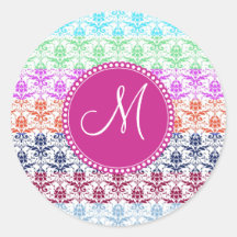 Monogramm-eleganter Regenbogen-bunter Damast verbl Aufkleber
