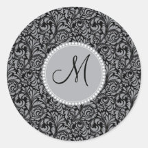 Monogramm-eleganter schwarzer silberner zuerstdama sticker
