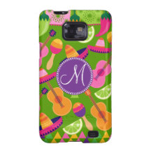 Monogramm-Fiesta-Partysombrero-Kaktus kalkt Pfeffe Samsung Galaxy S2 Case