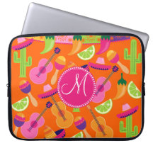 Monogramm-Fiesta-Partysombrero-Kaktus kalkt Pfeffe Laptop Sleeve Schutzhüllen
