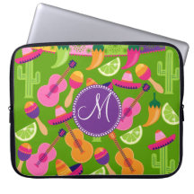 Monogramm-Fiesta-Partysombrero-Kaktus kalkt Pfeffe Laptop Computer Schutzhüllen