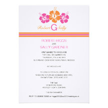 Monogramm-Hibiskus-Blumen-Hochzeit Personalisierte Einladungskarte