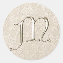 Monogramm-Hochzeits-Aufkleber - Buchstabe M