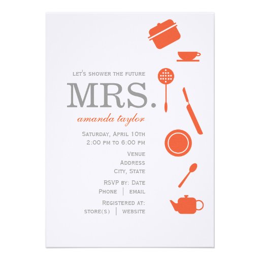 Monogramm-orange Brautparty-Einladungen