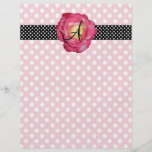 Monogramm-Rosa-Rose des Polkapunkt-Rosas weiße Individuelle Flyer