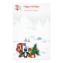 Monogramm-stationäres Weihnachten T Personalisiertes Druckpapier