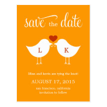 Monogramm-Vogel-Save the Date Karte Postkarte