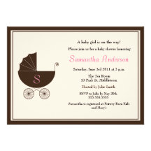 Monogramm-Wagen-Babyparty laden - Mädchen ein Einladungskarten