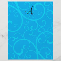 Monogrammblau-Wirbel Bedruckte Flyer