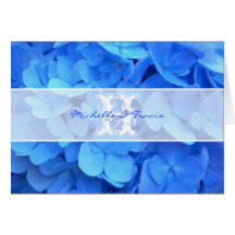 Monogrammblauer Hydrangea danken Ihnen Anmerkungs- Karte