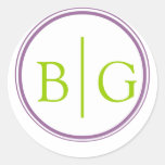 Monogramme, die Aufkleber-lila Grün Wedding sind