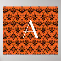 Monogrammorangendamast Plakatdrucke