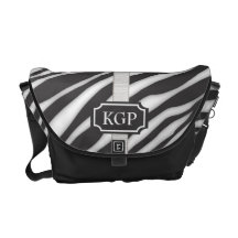 Monogrammzebra-Druck-Muster mit grauem Band Kurier Tasche