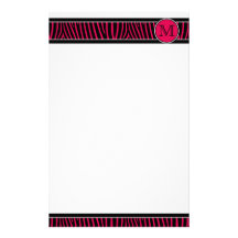 Monogrammzebra-Muster-Schwarz-Pink-Briefpapier Druckpapiere