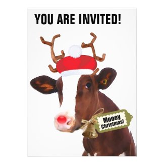Mooey frohe Weihnacht-Ren-Kuh Einladungskarte