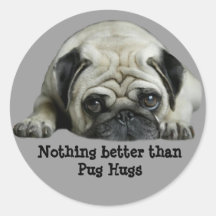 Mops-Clown am Herz-Aufkleber