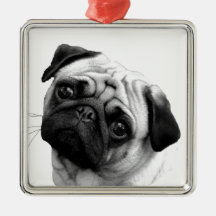 Mops-Hund Weinachtsornamente