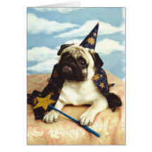Mops-Hundezauberer-Magier Grußkarten