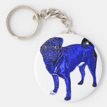 Mops Jack in Blau Schlüsselanhänger