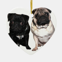 Mops Jack und Richi Weihnachtsornament