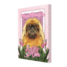 Mothers Day - Pekingese - Pebbles Stretched Canvas Prints
