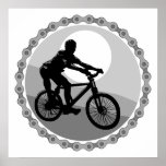 Mountainbikekettenkettenrad Grayscale Posterdrucke