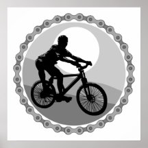Mountainbikekettenkettenrad Grayscale Posterdrucke