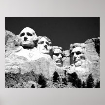 MT Rushmore Poster/ BW
