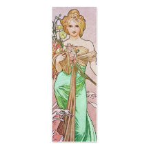 Mucha Kunst Nouveau Frühlings-Lesezeichen-Geschäft Visitenkarten Vorlagen