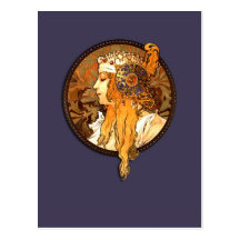 Mucha Kunst Nouveau Porträt-Postkarte