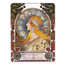 Mucha Kunst Nouveau Postkarte - Tierkreis - La-Fed