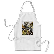 Multi Animal Prints Zebra Tiger Add Text Initial Aprons
