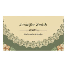 Multimedia Animator - Vintage Chic Floral Business Card Templates