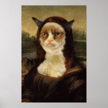 Mürrische Katze Mona Lisa Posterdruck