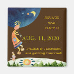 Musical Kokopelli Brown Wedding Save the Date Fridge Magnets