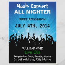 Musik-Konzert aller Nighter Musik-Flyer