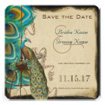 Musikalische Pfau-Vogel-Käfig-Feder Save the Date Personalisierte Ankündigung