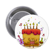 Musikalischer Geburtstags-Kuchen Anstecknadelbuttons