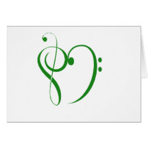 Musikclef-Herz-T-Shirts und Geschenke Karten