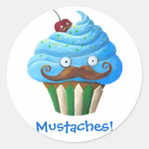 Mustached kleiner Kuchen Aufkleber