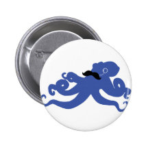 mustached Krake mit einem Monocleknopf Anstecknadelbuttons