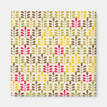 Mutiges buntes Blatt-Muster-Rosa-Grün-Brown-Gelb Kühlschrankmagnete