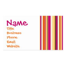 Mutiges buntes rosa orange Brown Stripes Muster Visitenkartenvorlage