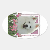 Mutter-Tag - rosa Tulpen - amerikanischer Eskimo Sticker