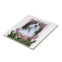 Mutter-Tag - rosa Tulpen - Havanese Keramikkachel