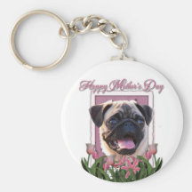 Mutter-Tag - rosa Tulpen - Mops Schlüsselband