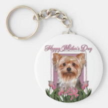 Mutter-Tag - rosa Tulpen - Yorkshire Terrier Schlüsselband